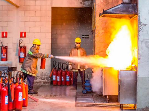 Brigadistas em treinamento de combate a incêndio